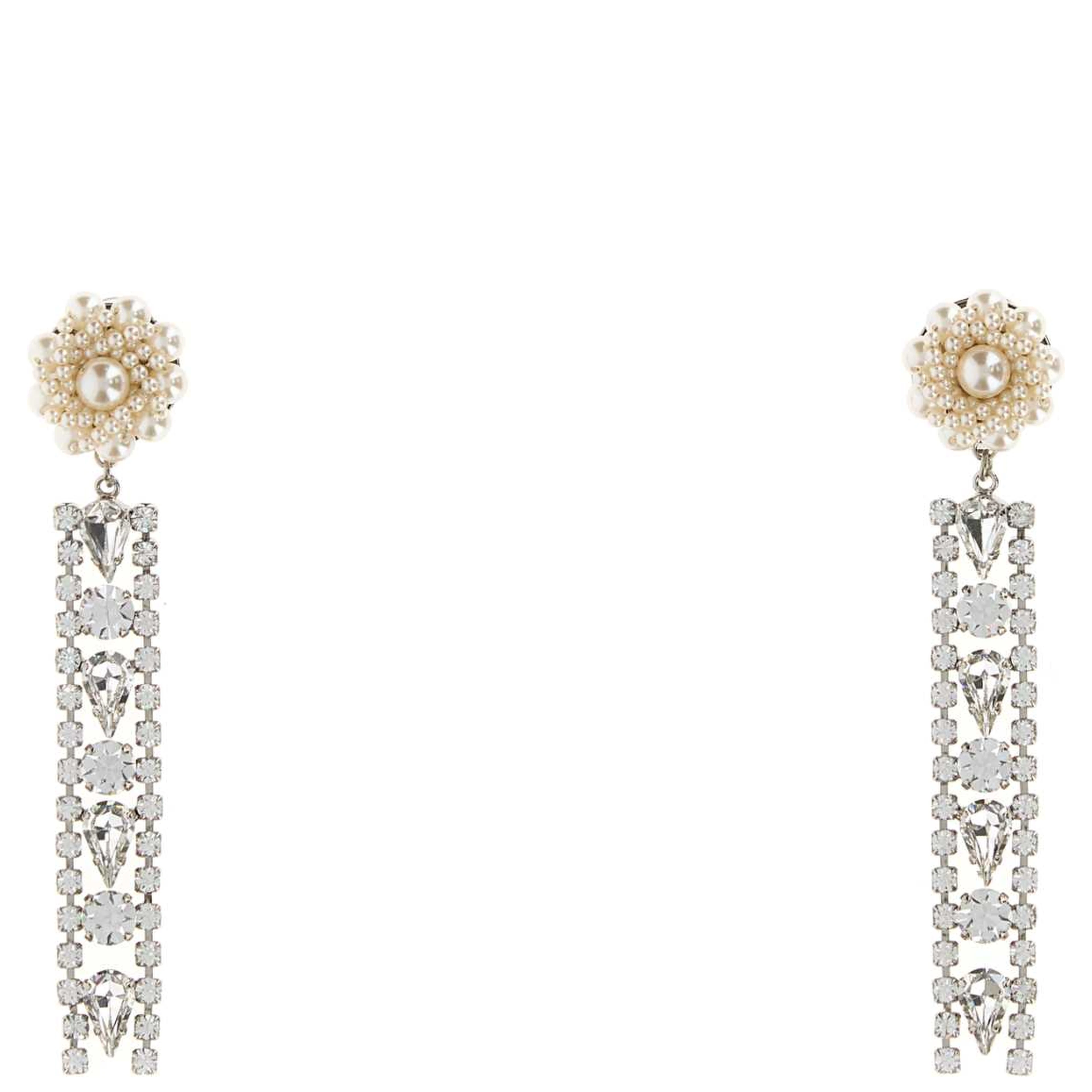 CRYSTAL EARRINGS WITH CLEAR BEADS FRINGES