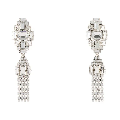 CRYSTAL EARRINGS WITH PENDANT AND FRINGES