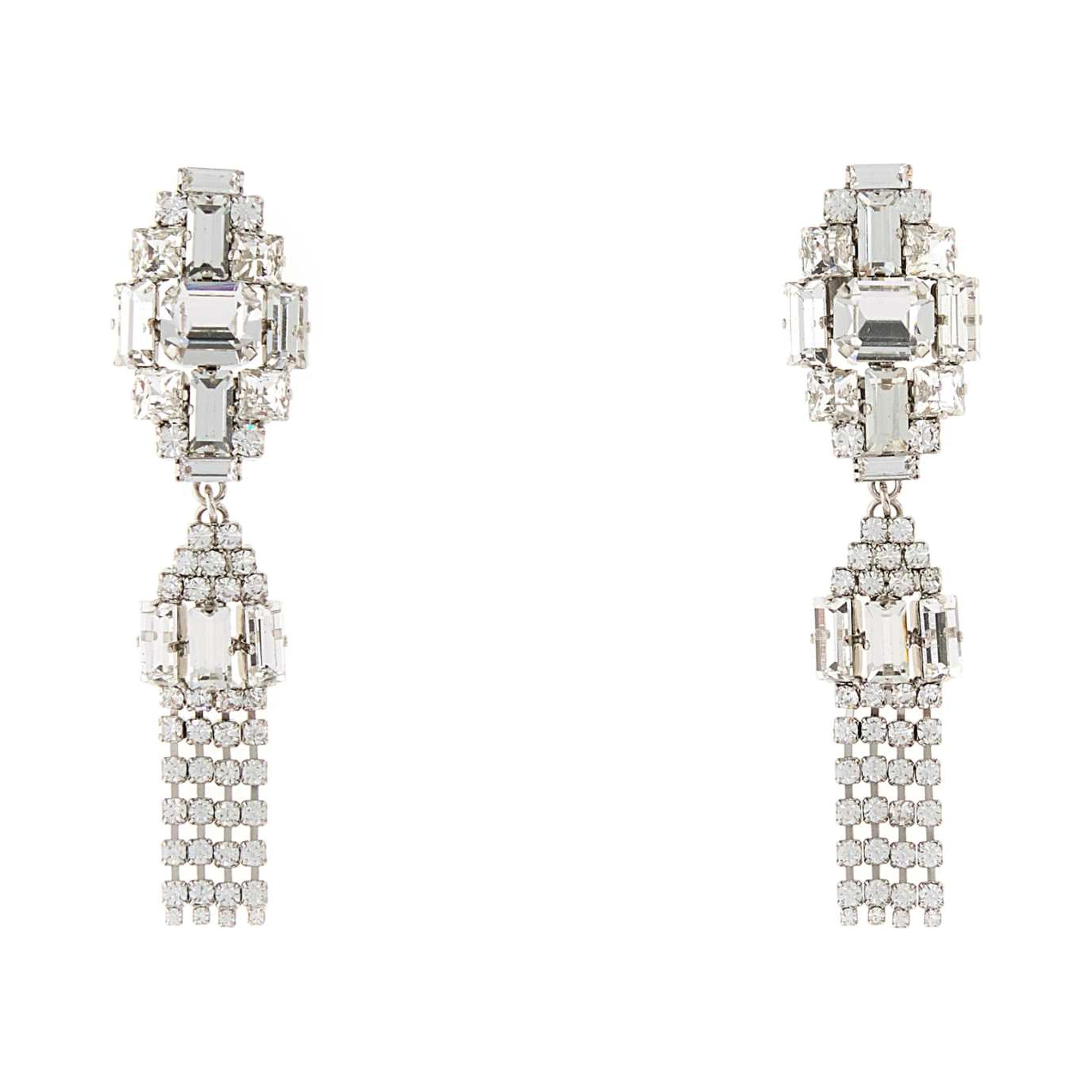 CRYSTAL EARRINGS WITH PENDANT AND FRINGES