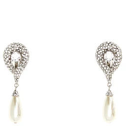 CRYSTAL EARRINGS WITH PENDANT PEARL