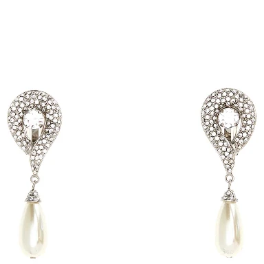 CRYSTAL EARRINGS WITH PENDANT PEARL