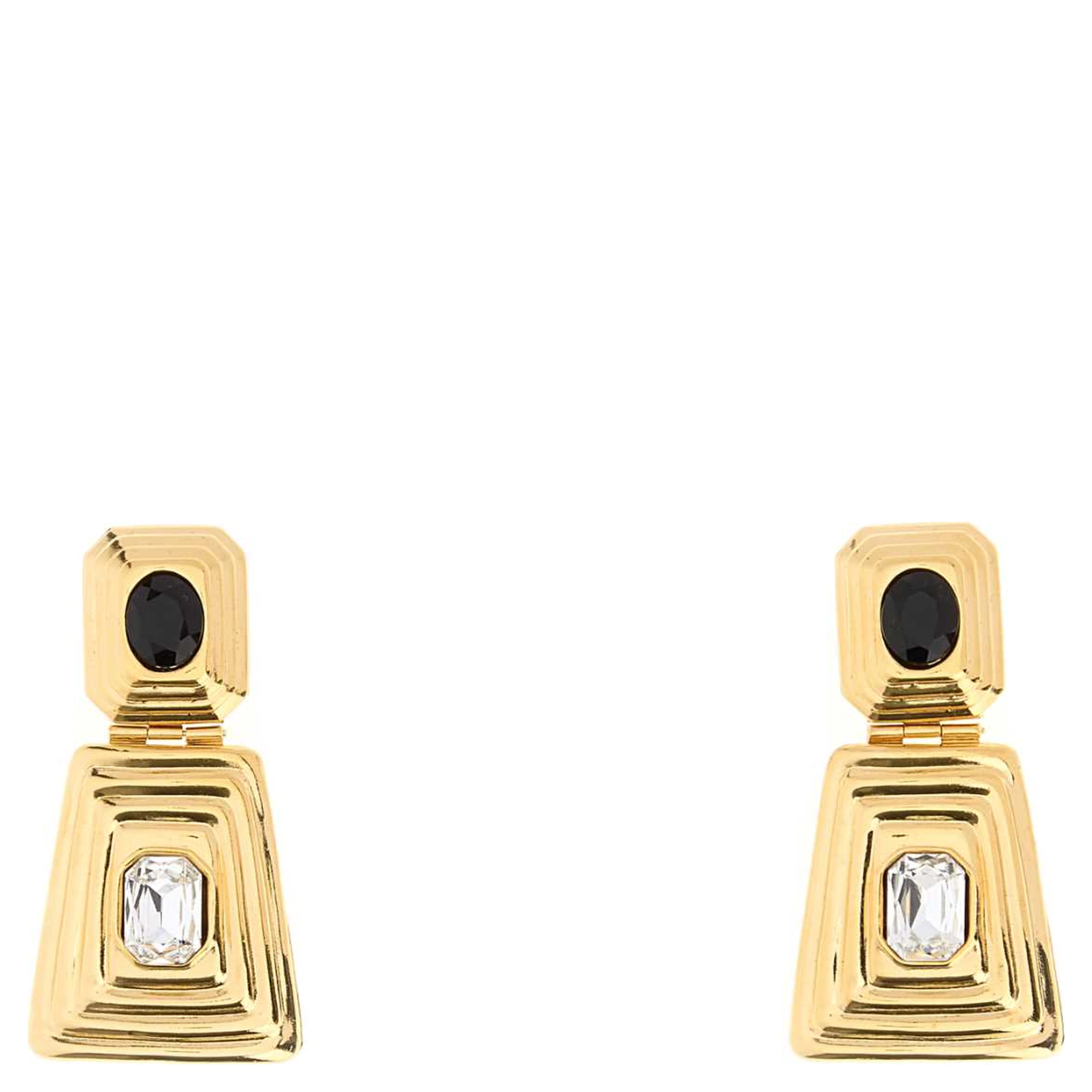 METAL AND CRYSTAL EARRINGS WITH PENDANT