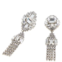 CRYSTAL EARRINGS WITH PENDANT AND FRINGES