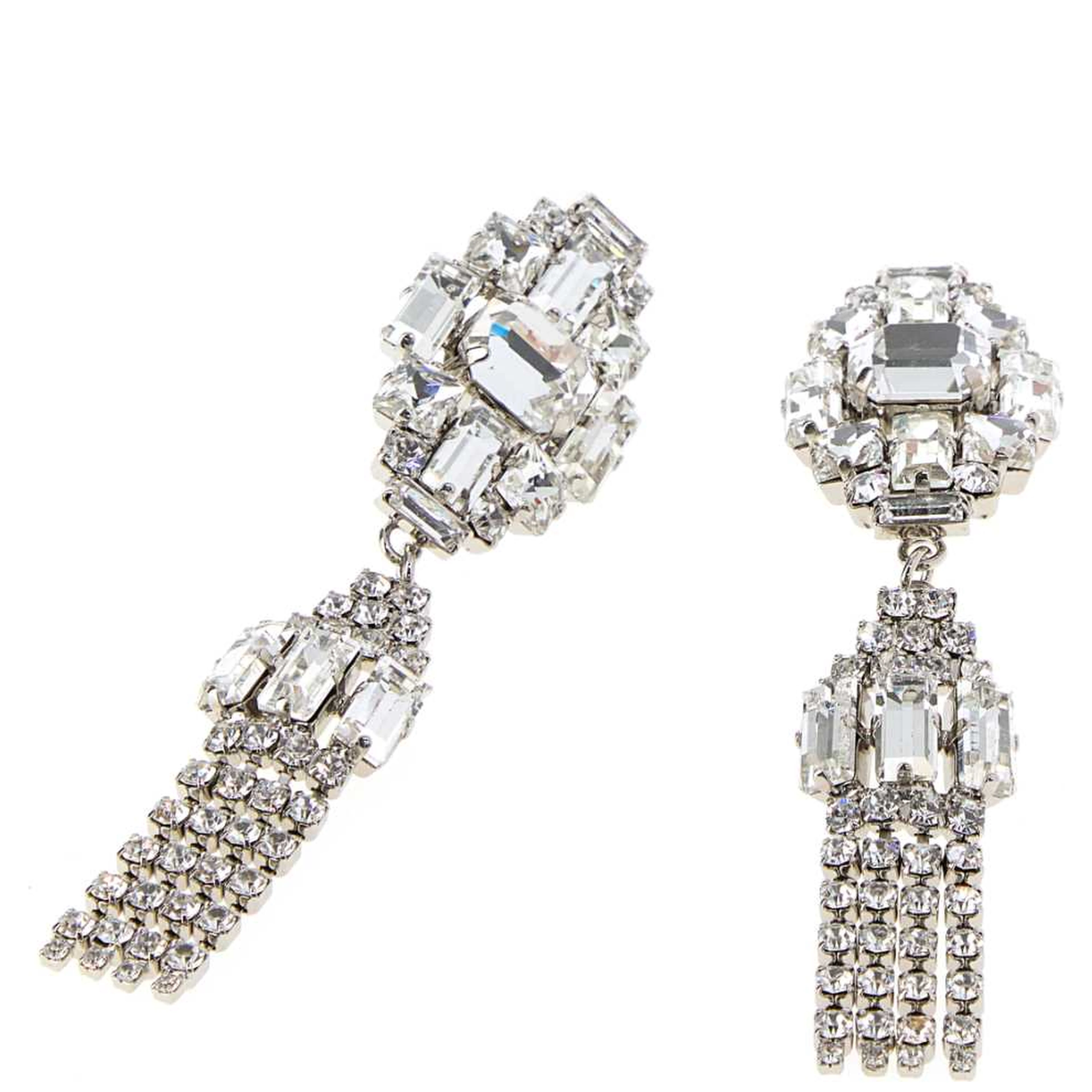CRYSTAL EARRINGS WITH PENDANT AND FRINGES