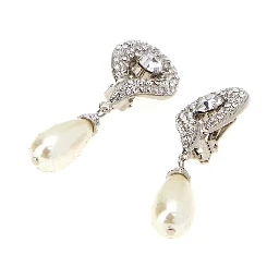 CRYSTAL EARRINGS WITH PENDANT PEARL