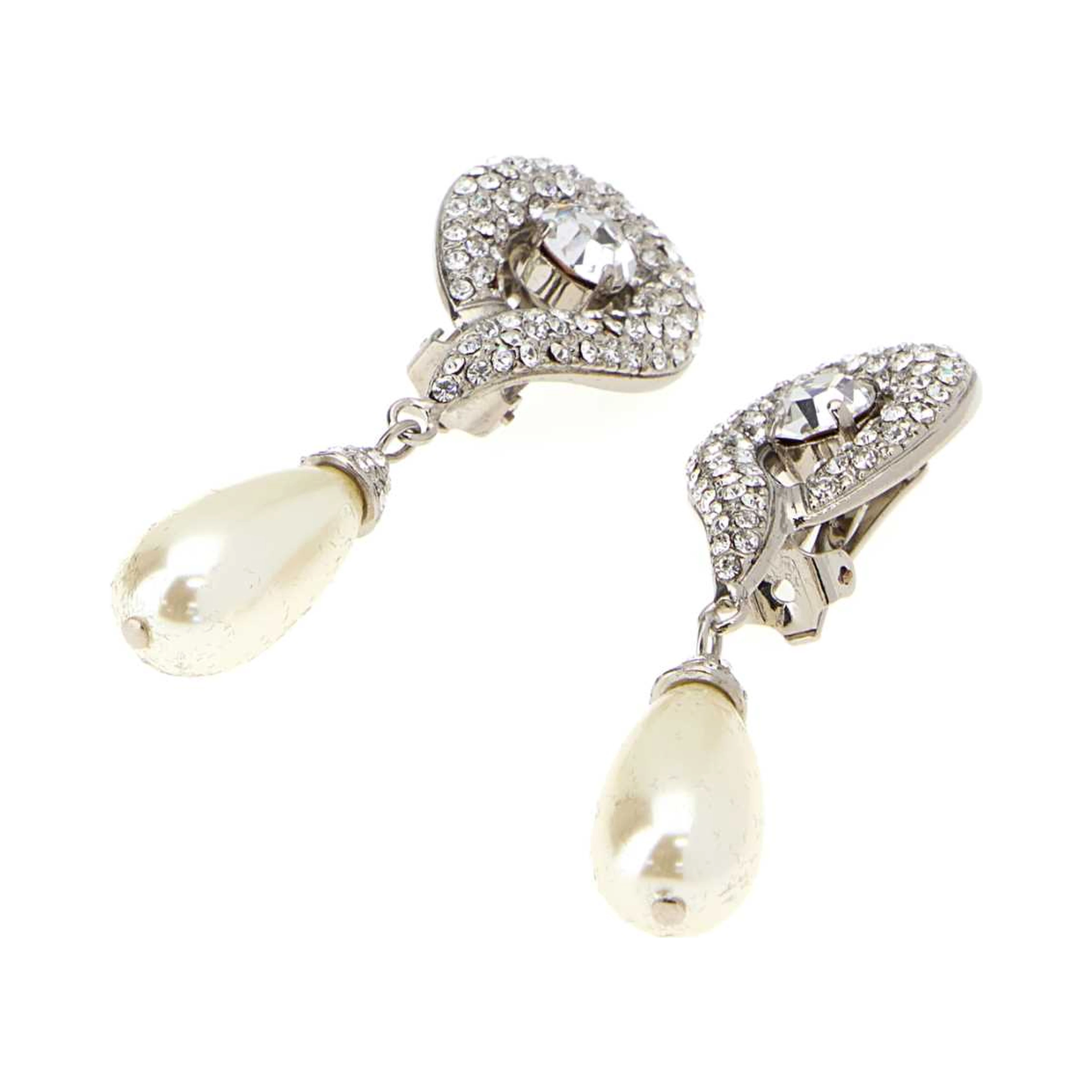 CRYSTAL EARRINGS WITH PENDANT PEARL