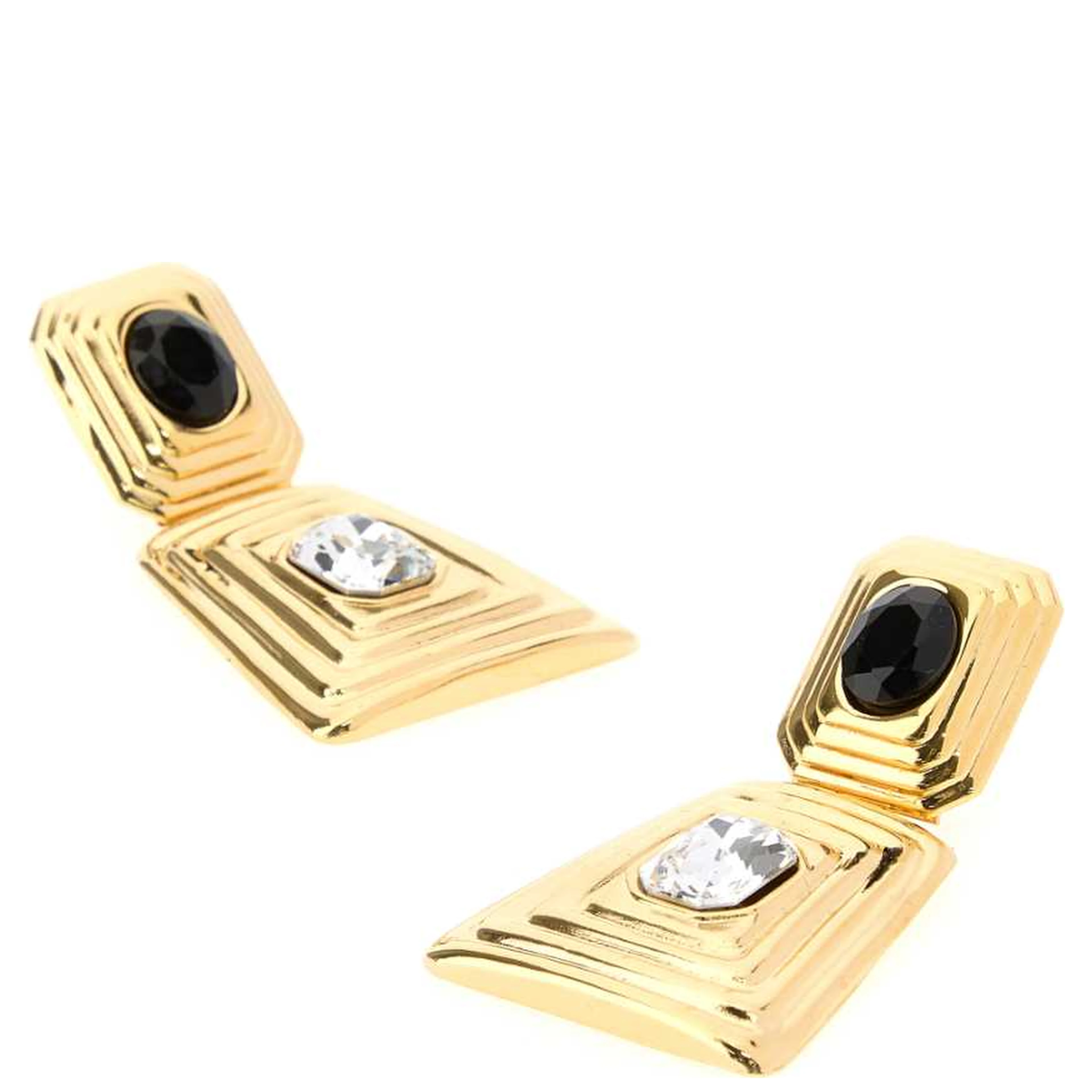 METAL AND CRYSTAL EARRINGS WITH PENDANT
