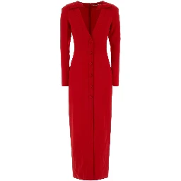 CADY EVENING DRESS WITH DEEP ''V'' NECKLINE & BOWS