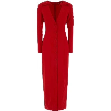 CADY EVENING DRESS WITH DEEP ''V'' NECKLINE & BOWS