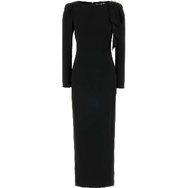 CADY EVENING DRESS WITH VOLANT AND SIDE SPLIT