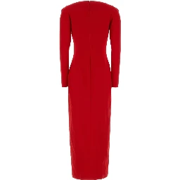 CADY EVENING DRESS WITH DEEP ''V'' NECKLINE & BOWS