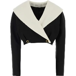 WOOL CREPE CROP DOUBLE BREASTED JACKET