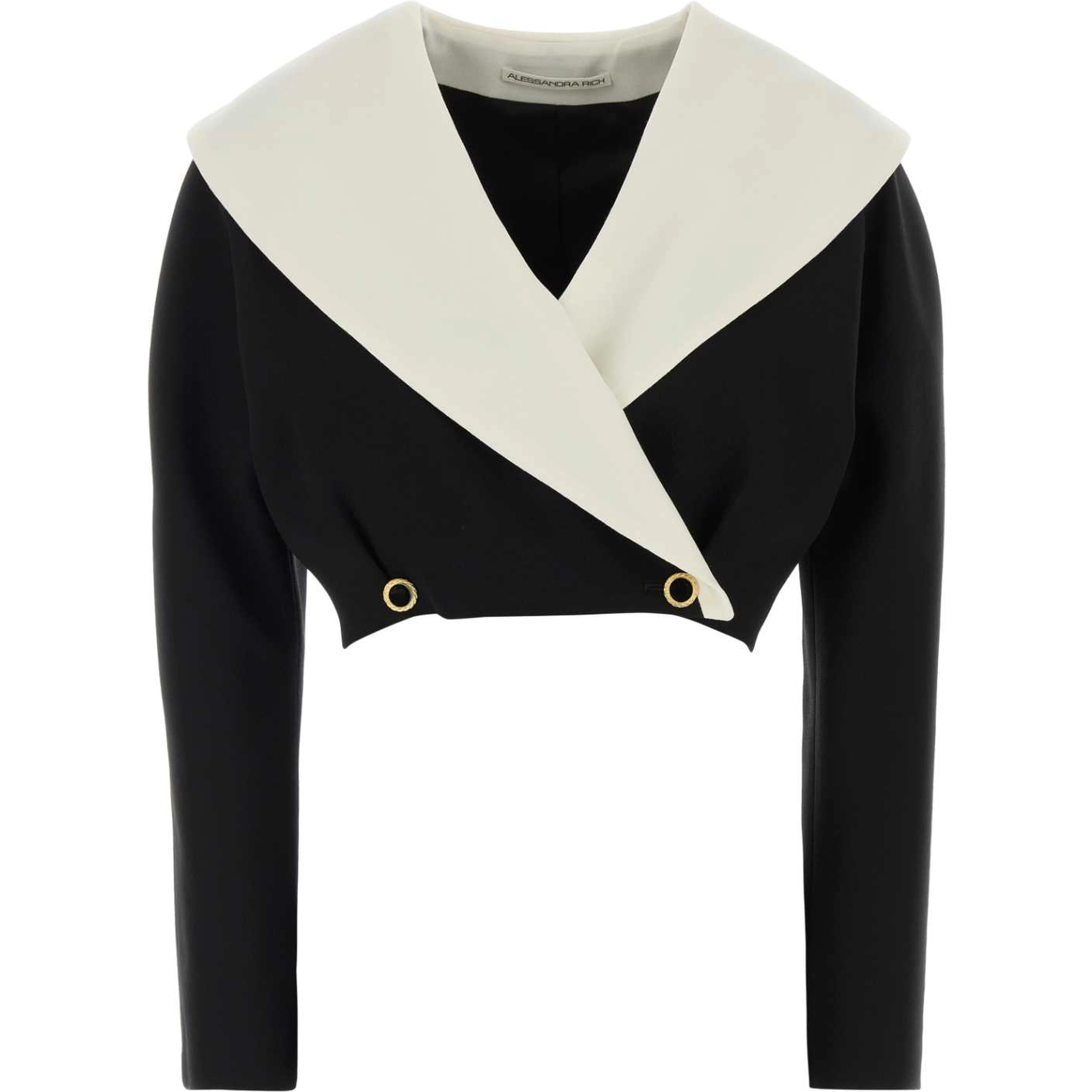 WOOL CREPE CROP DOUBLE BREASTED JACKET
