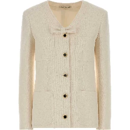 TWEED BOUCLE JACKET WITH BOW AND POCKETS