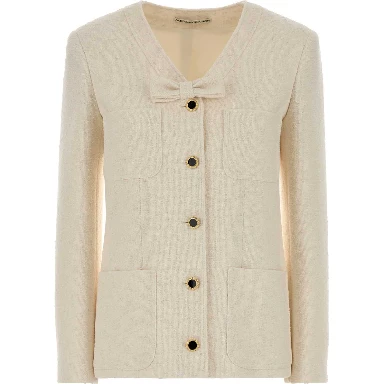 TWEED BOUCLE JACKET WITH BOW AND POCKETS