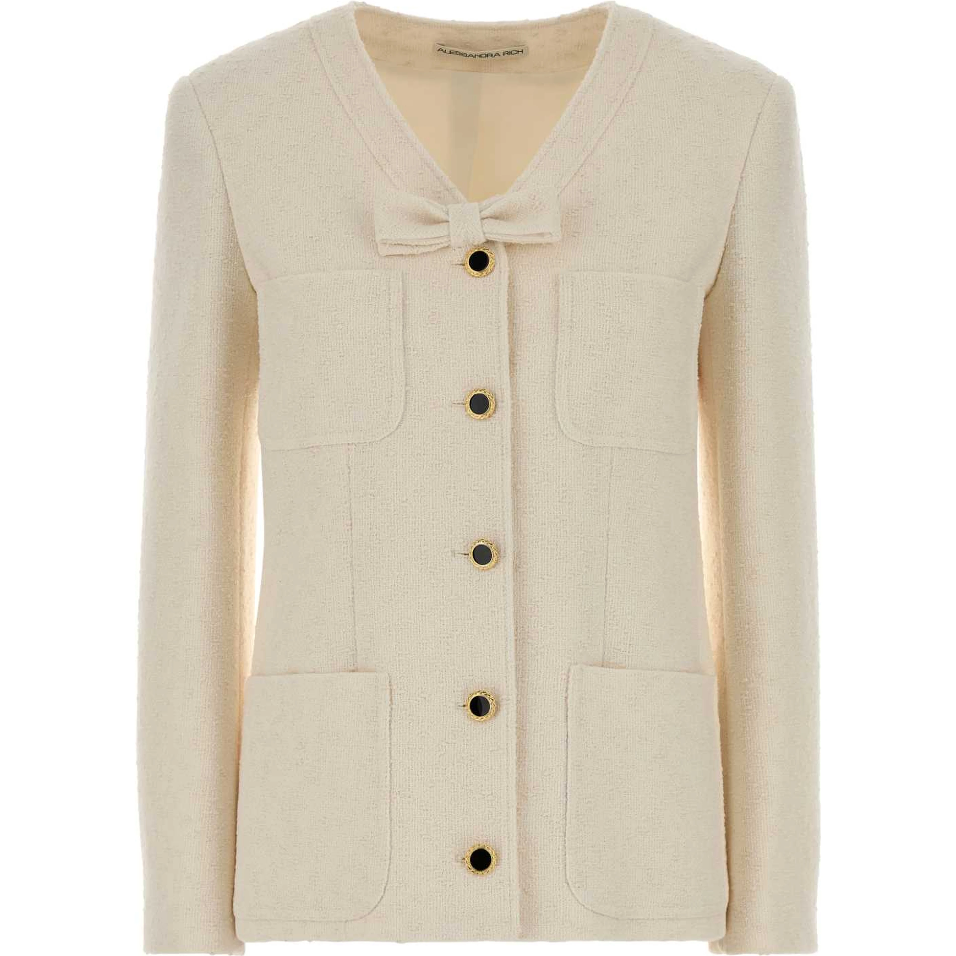 TWEED BOUCLE JACKET WITH BOW AND POCKETS