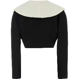 WOOL CREPE CROP DOUBLE BREASTED JACKET