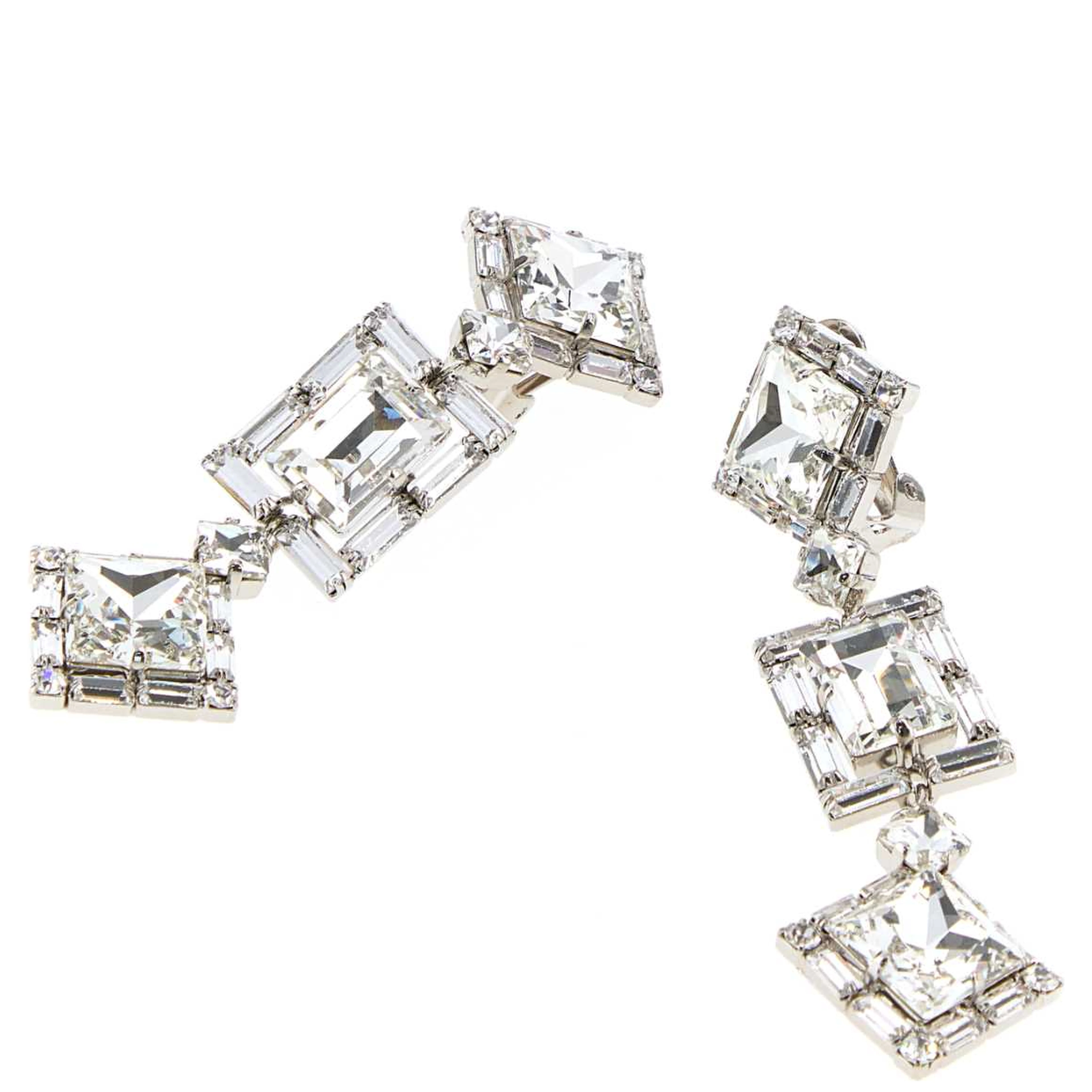 CRYSTAL SQUARE EARRINGS WITH PENDANT
