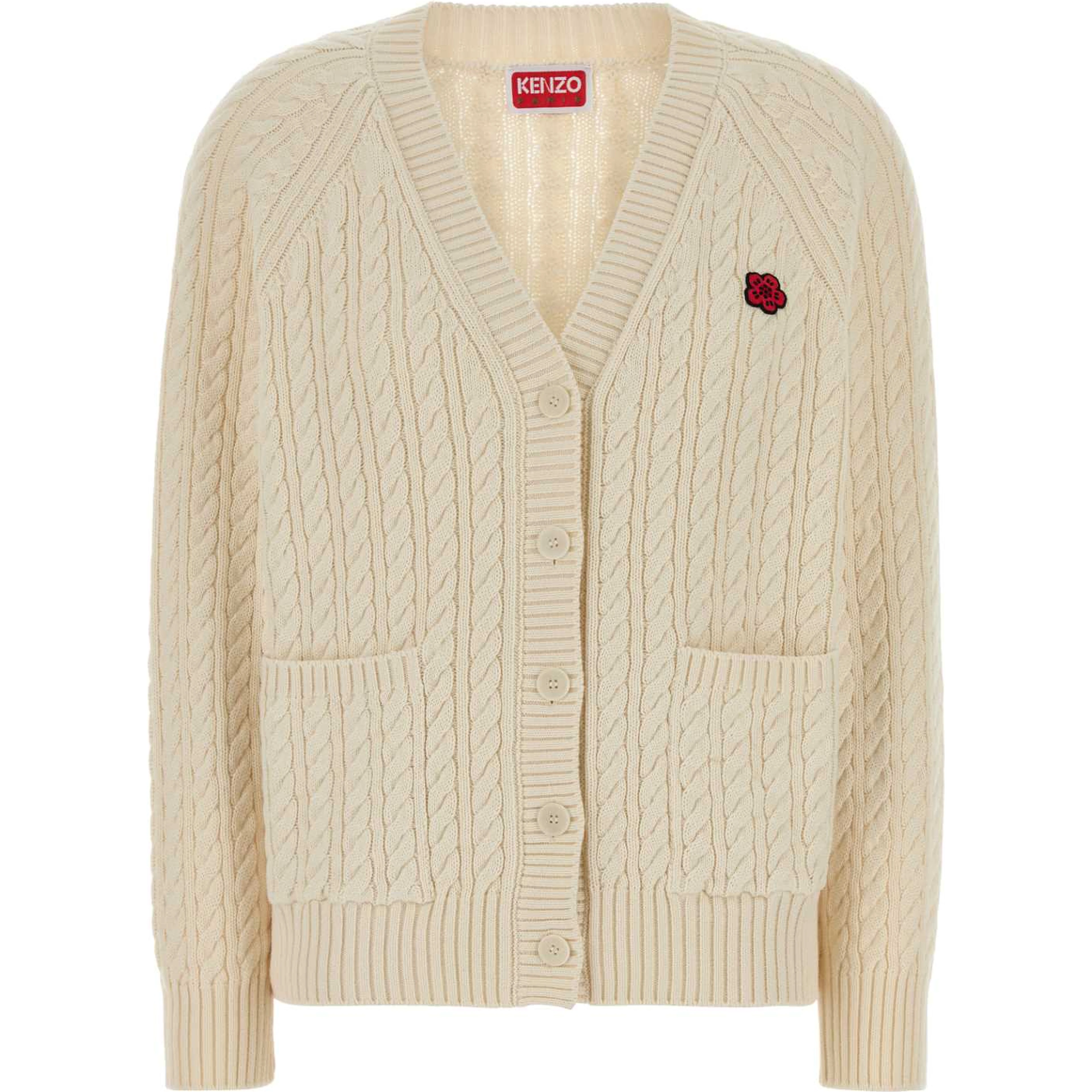 BOKE FLOWER CABLE CREST VNECK CARDIGAN
