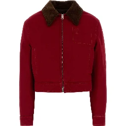ZIPPEDAMIDECOEURJACKETWITHVELVETCOLLAR