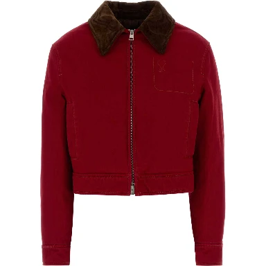 ZIPPEDAMIDECOEURJACKETWITHVELVETCOLLAR