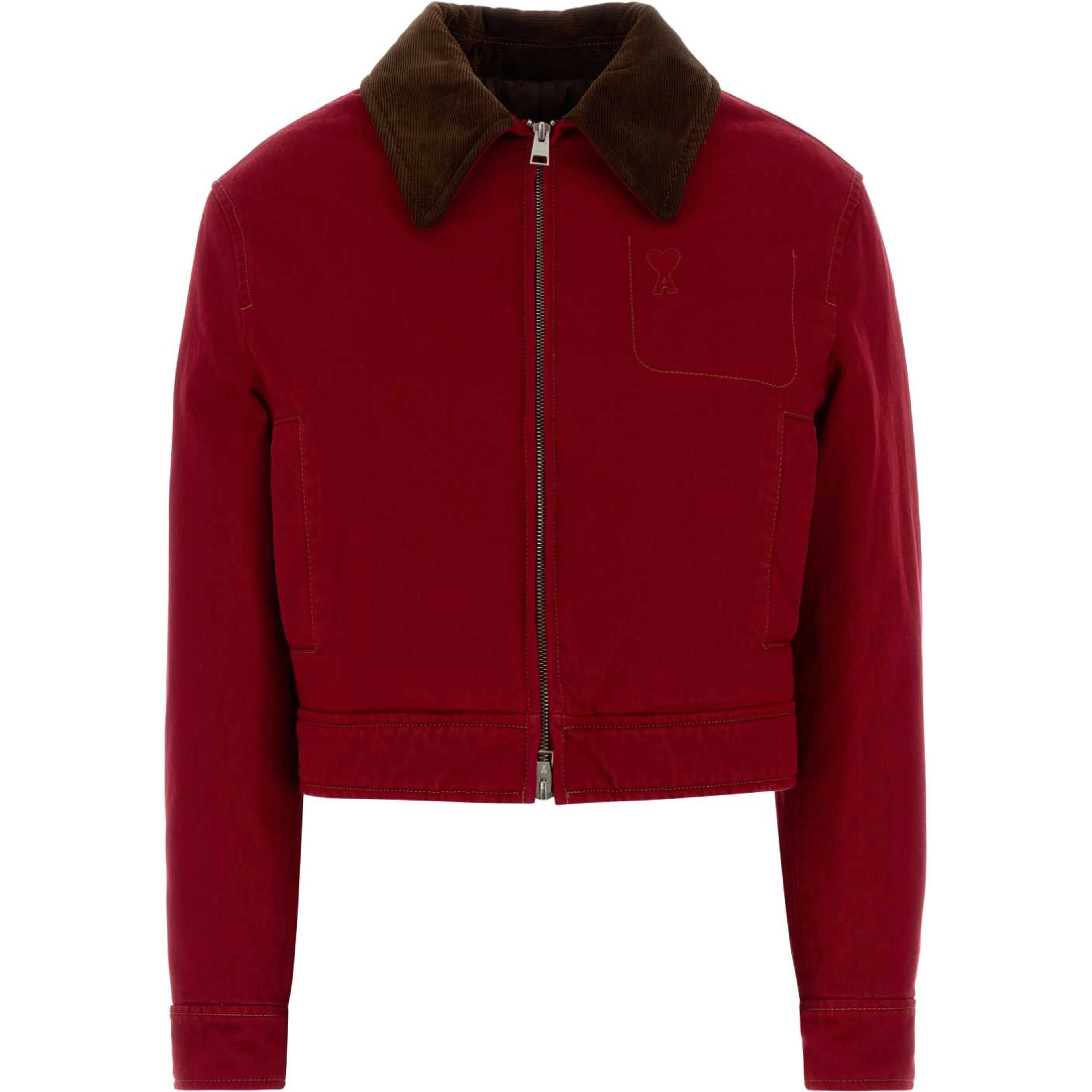 ZIPPEDAMIDECOEURJACKETWITHVELVETCOLLAR