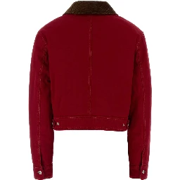 ZIPPEDAMIDECOEURJACKETWITHVELVETCOLLAR