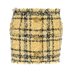 BUTTONED GLITTERED TWEED MINI SKIRT