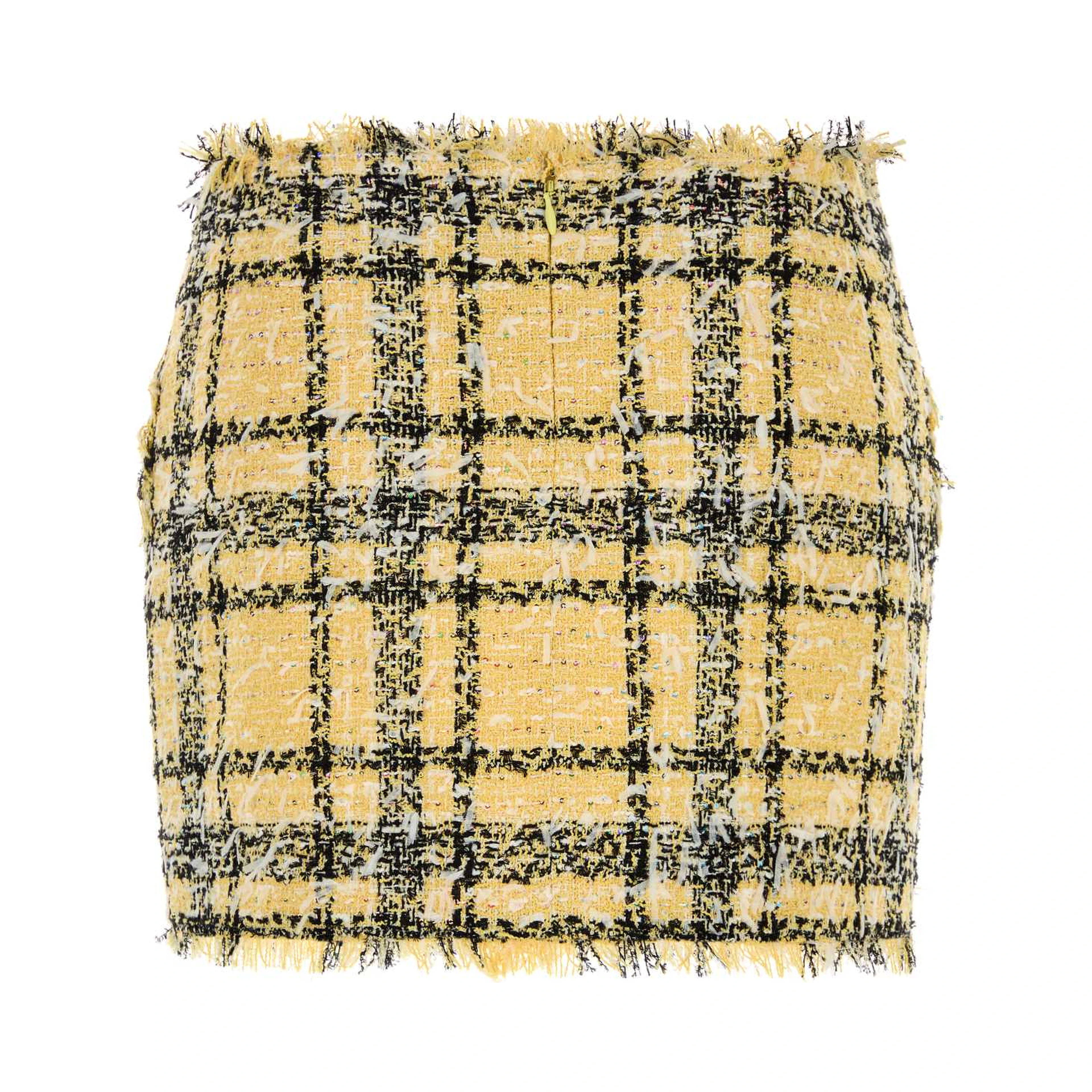 BUTTONED GLITTERED TWEED MINI SKIRT