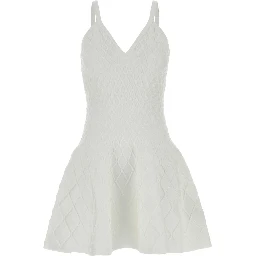 QUILTED COMPACT VISCOSE KNIT FLARE DRESS