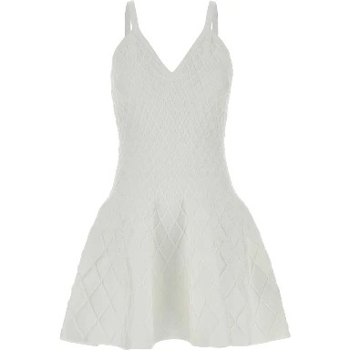 QUILTED COMPACT VISCOSE KNIT FLARE DRESS