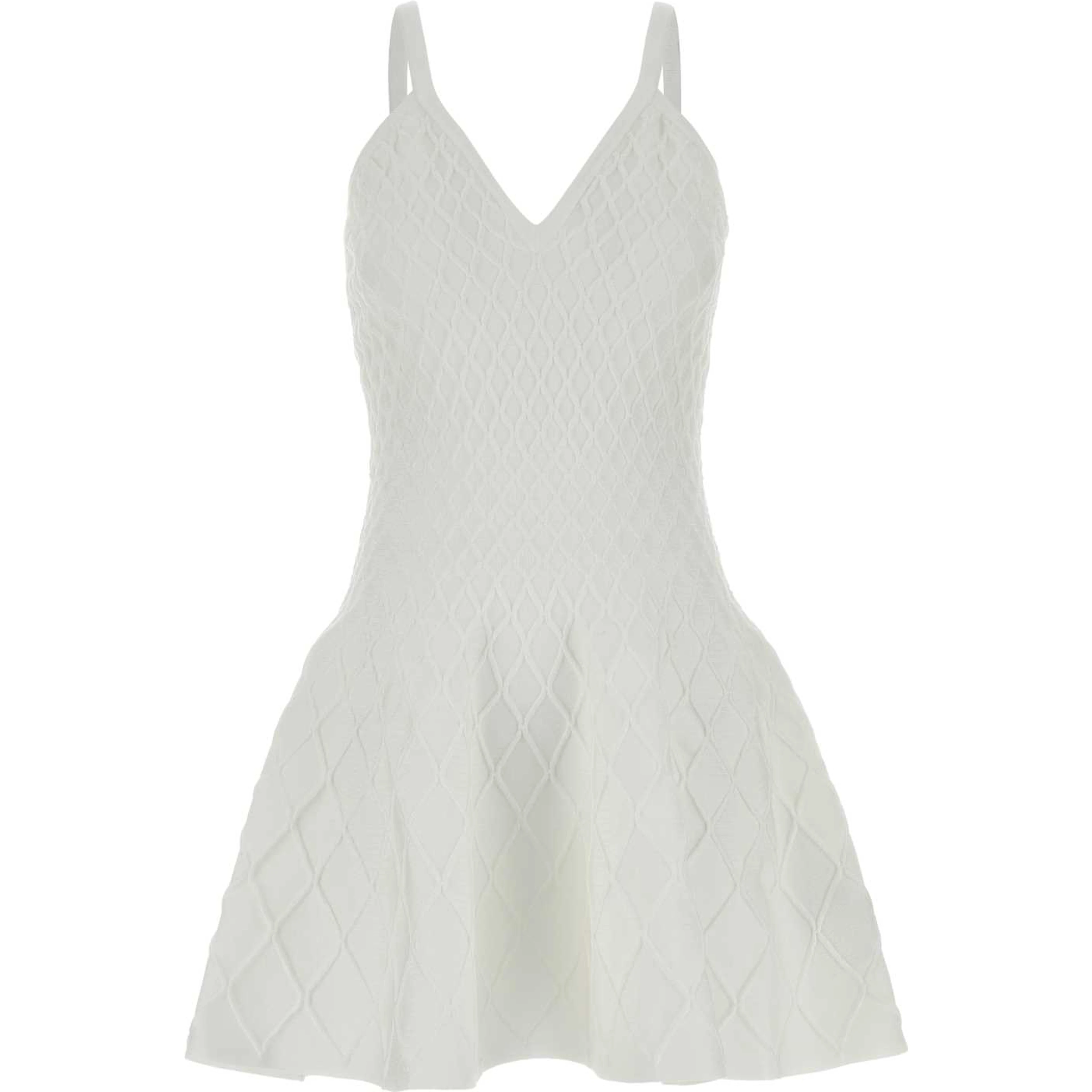 QUILTED COMPACT VISCOSE KNIT FLARE DRESS
