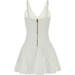 QUILTED COMPACT VISCOSE KNIT FLARE DRESS