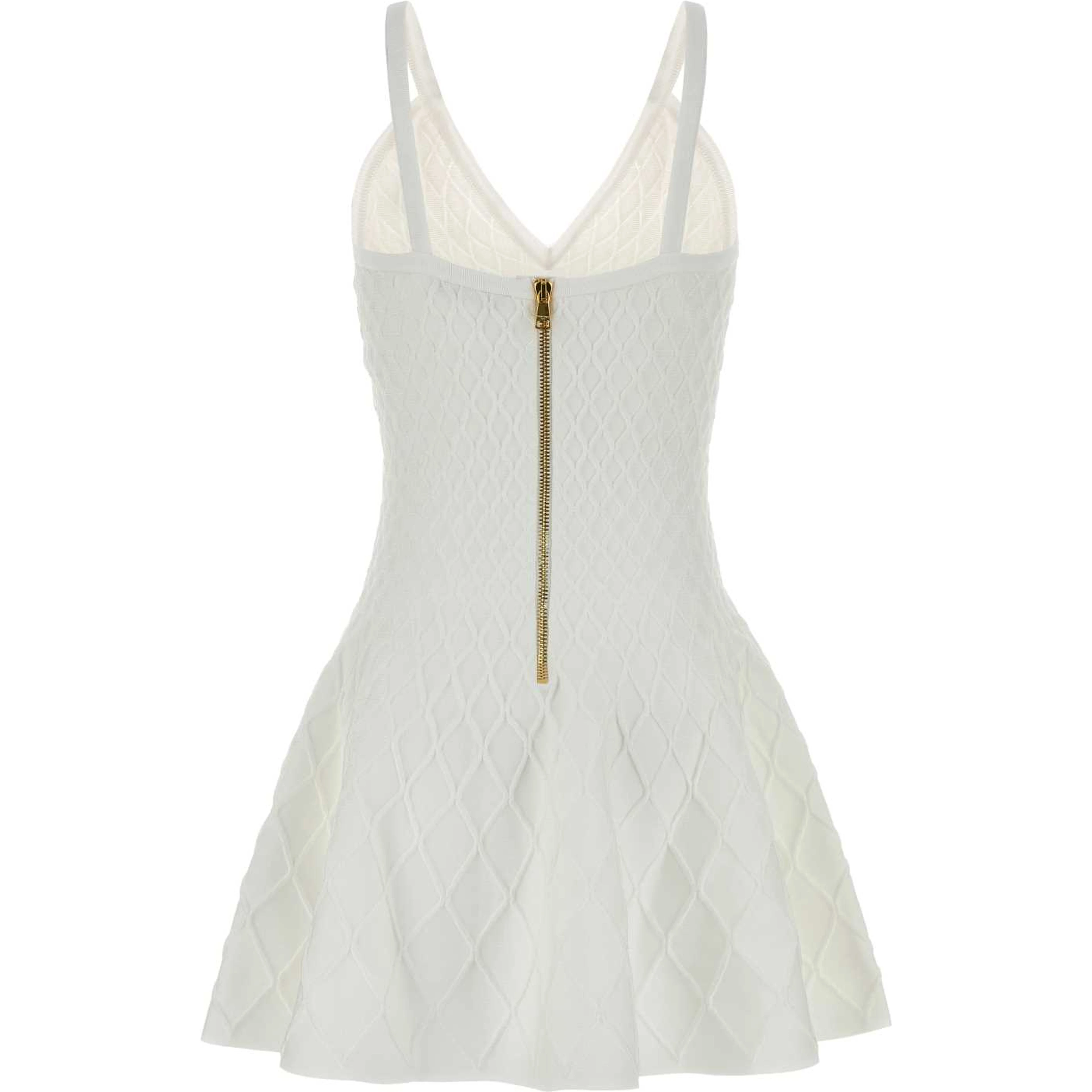 QUILTED COMPACT VISCOSE KNIT FLARE DRESS