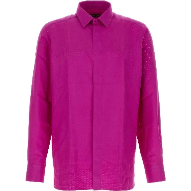 PERFORATED DOT SILK TWILL CLASSIC FIT SHIRT