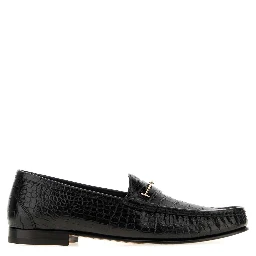 SHINY STAMPED CROC DOUBLE T HARDWARE OSCAR LOAFER