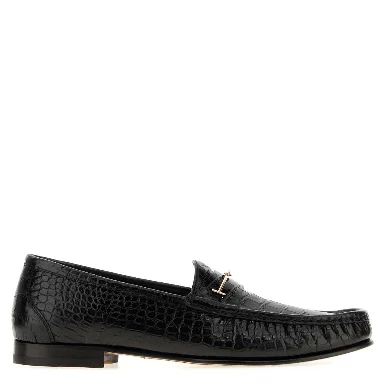 SHINY STAMPED CROC DOUBLE T HARDWARE OSCAR LOAFER