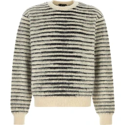 BRUSHED STRIPE MOHAIR LS CREW NECK