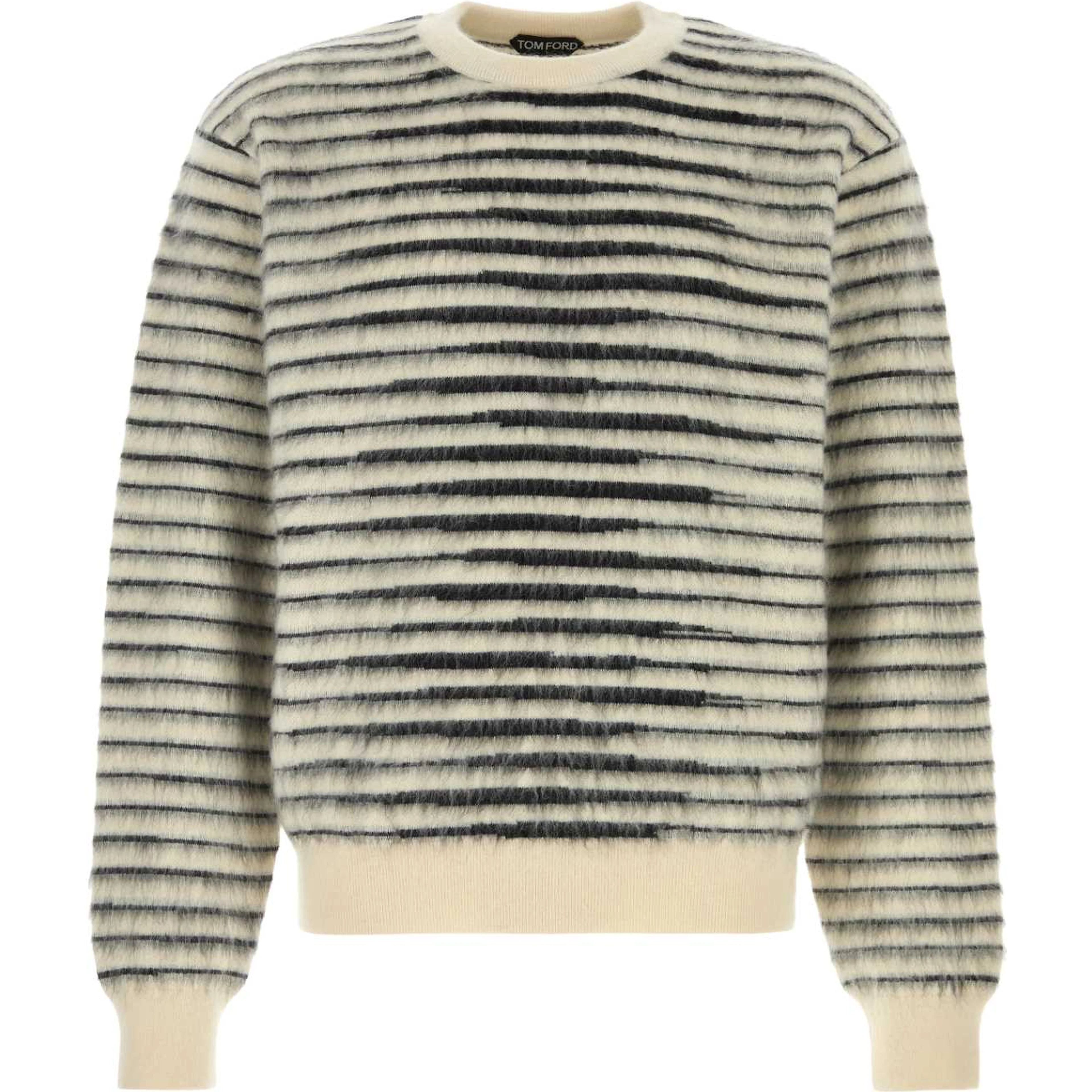 BRUSHED STRIPE MOHAIR LS CREW NECK
