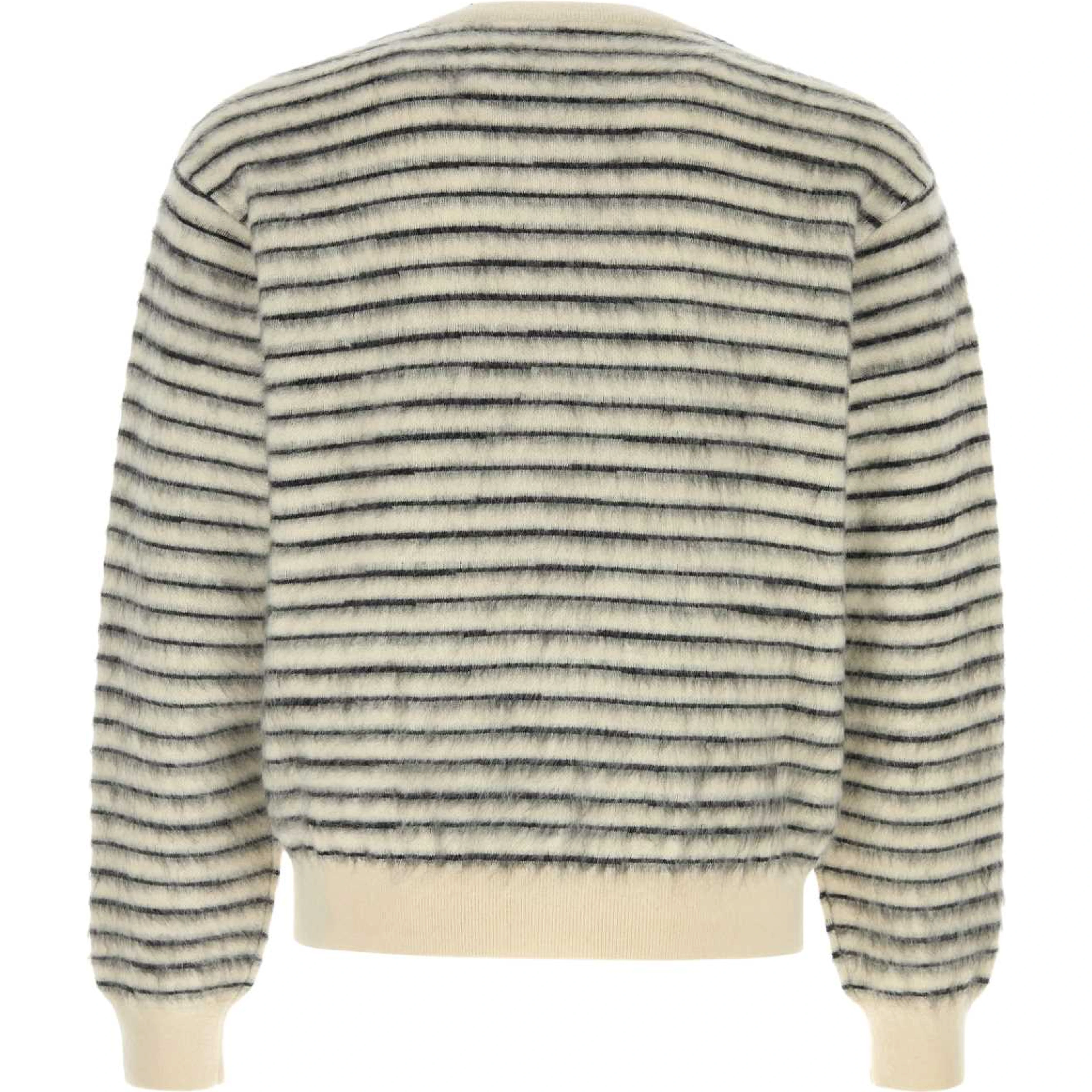 BRUSHED STRIPE MOHAIR LS CREW NECK