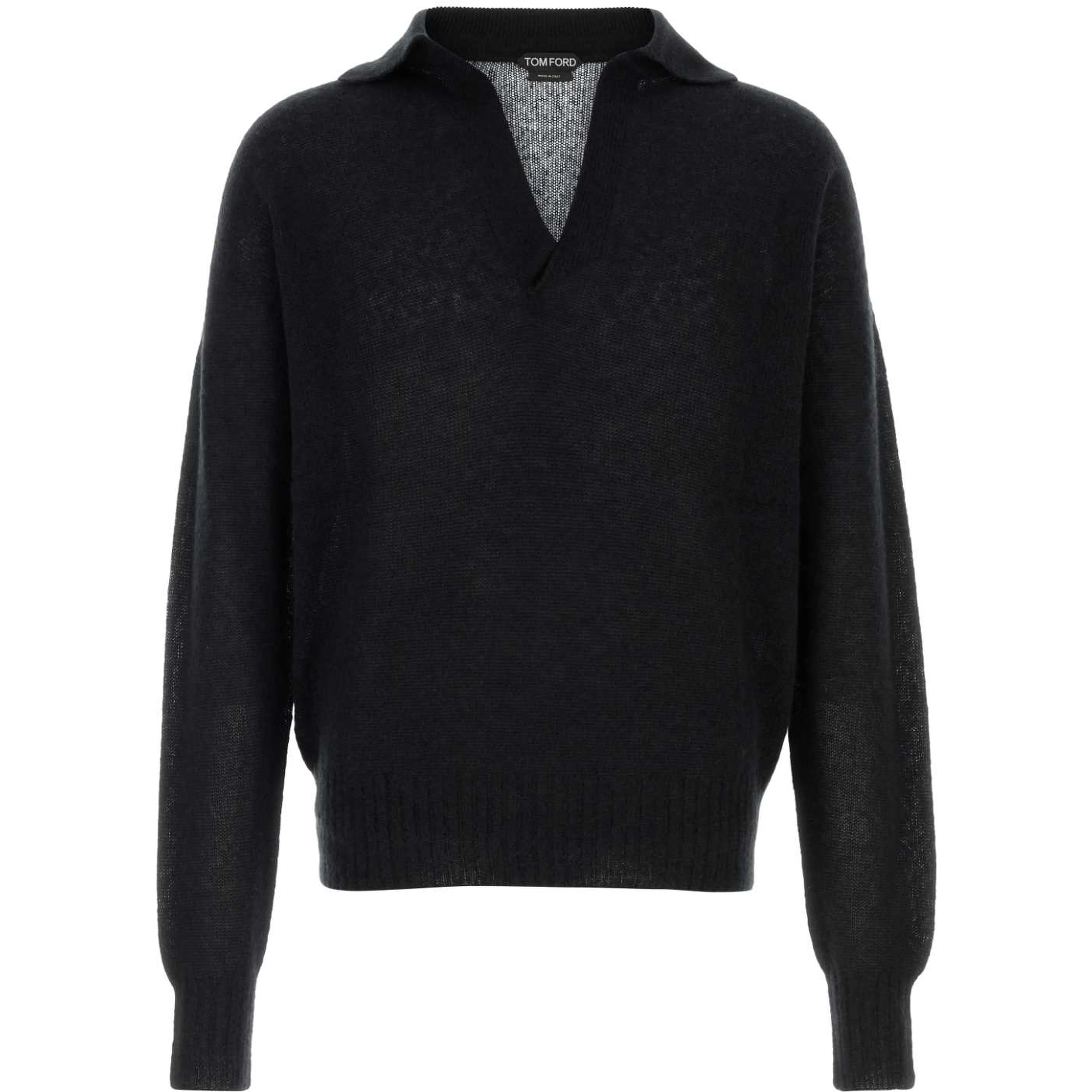 SEAMLESS CASHMERE SILK LS BUTTONLESS POLO