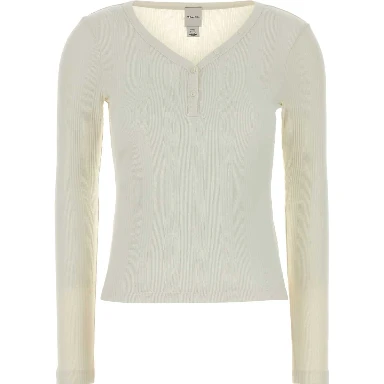 LS VARIGATED RIB VNECK HENLEY TO