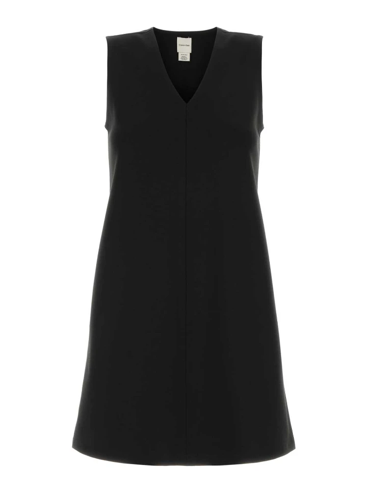 SL INTERLOCK V NECK MINI DRESS
