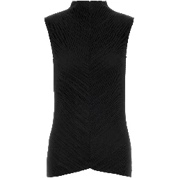 SL PLISSE MOCK NECK TOP