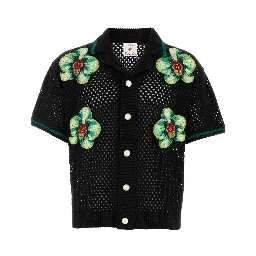 GLITCH ORCHID EMBROIDERED CROCHET SHIRT