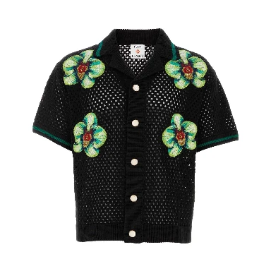 GLITCH ORCHID EMBROIDERED CROCHET SHIRT