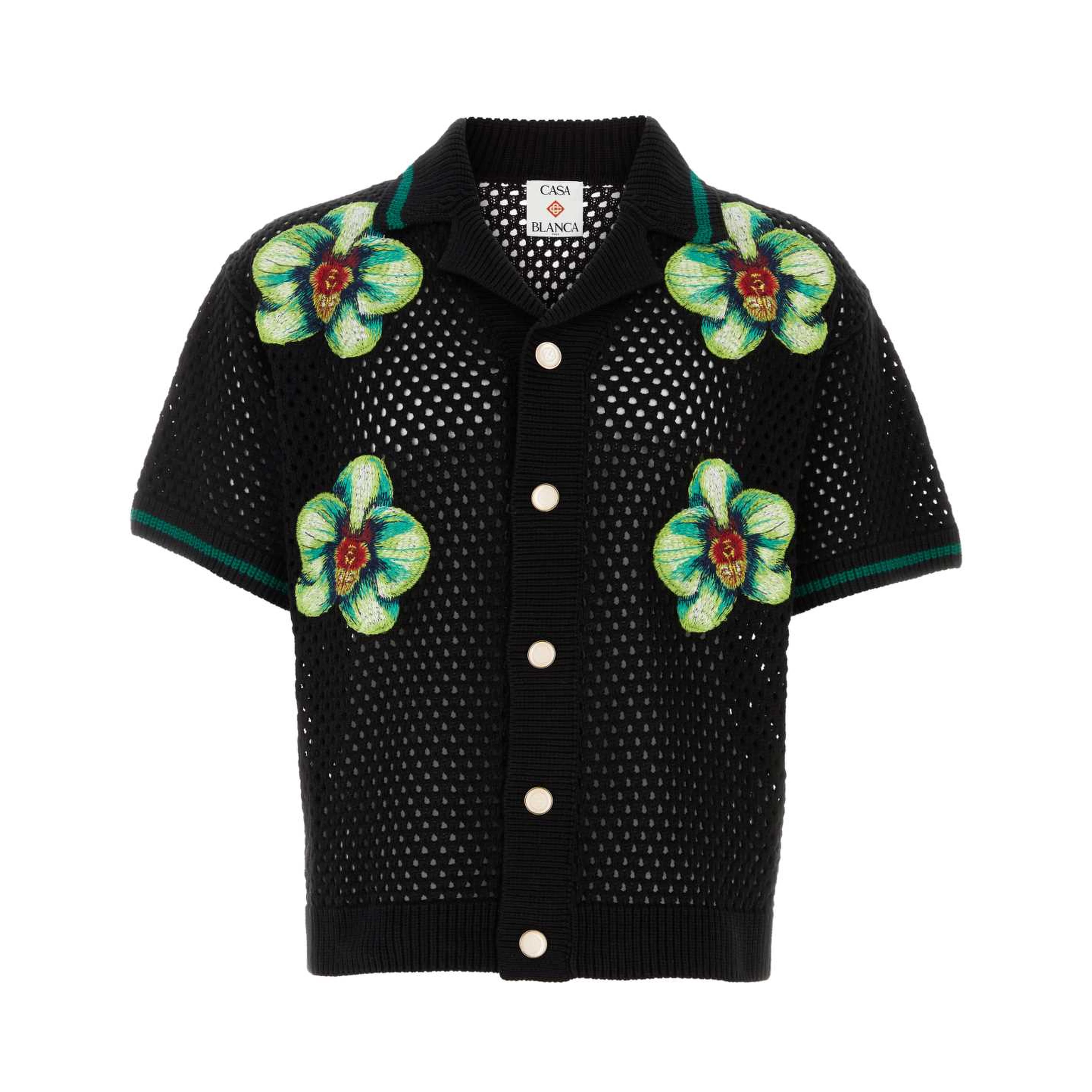 GLITCH ORCHID EMBROIDERED CROCHET SHIRT