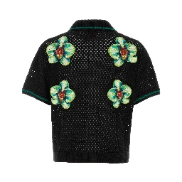 GLITCH ORCHID EMBROIDERED CROCHET SHIRT
