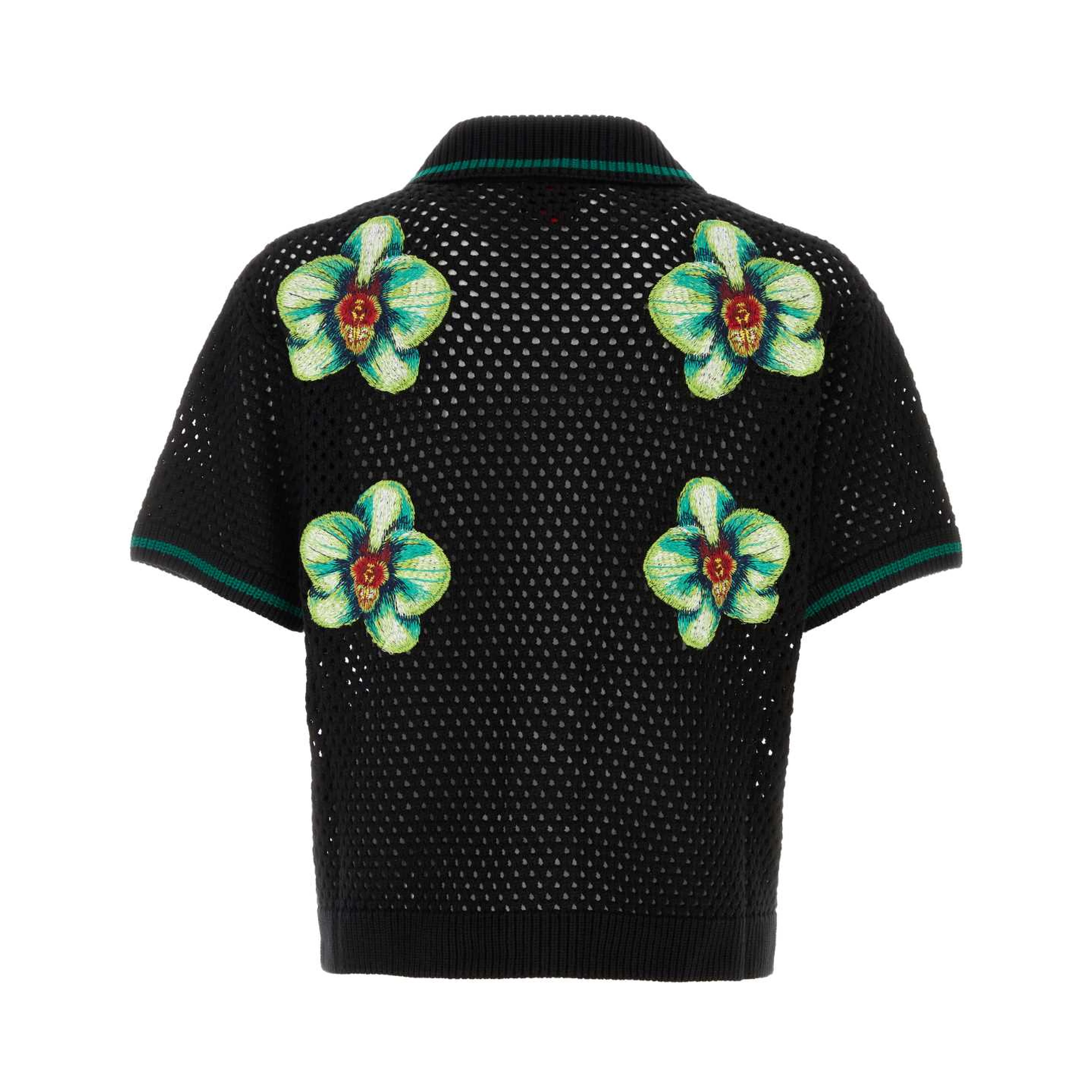 GLITCH ORCHID EMBROIDERED CROCHET SHIRT