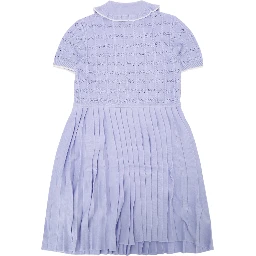 LILAC PLEATED POINTELLE KNIT DRESS